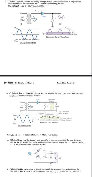 Problem 1 125 Points A 7 Points Calculate Voc And Loc Fowing Through R 10 Resistor Connected To Single Phase Half Wav 3