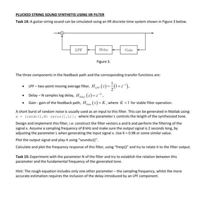 Plucked String Sound Synthetis Using Iir Filter Task 14 A Guitar String Sound Can Be Simulated Using An Ir Discrete Tim 1