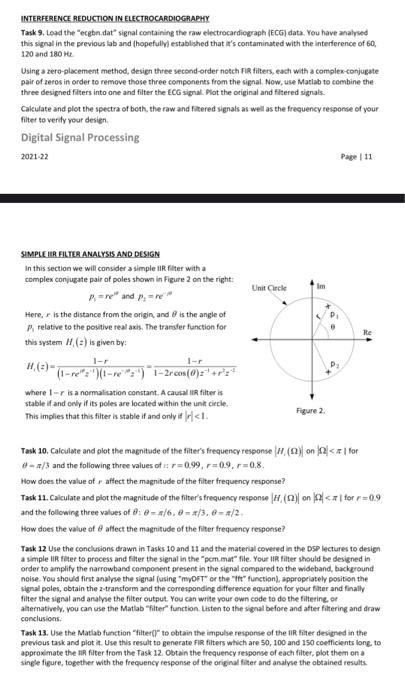 Interference Reduction In Electrocardiography Task 9 Load The Ecgbn Dat Signal Containing The Raw Electrocardiograph 1