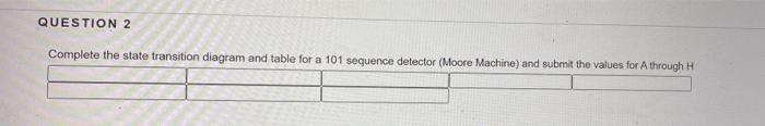 Question 2 Complete The State Transition Diagram And Table For A 101 Sequence Detector Moore Machine And Submit The Va 1