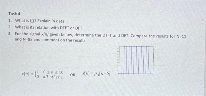 Task 4 1 What Is Fft Explain In Detail 2 What Is Its Relation With Dtft Or Dft 3 For The Signal X N Given Below D 1
