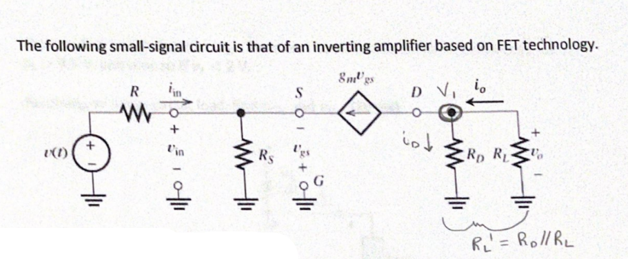 Hi Can Someone Assist With This Please Write Clearly And Show All Answers Below Is Small Signal Circuit Of An Invertin 1