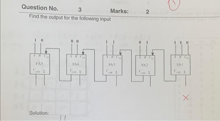 Question No 3 Marks Find The Output For The Following Input 2 00 0 C Ar Ar Ng 11 C Pas Fa Faz Tai Ce Solution 1