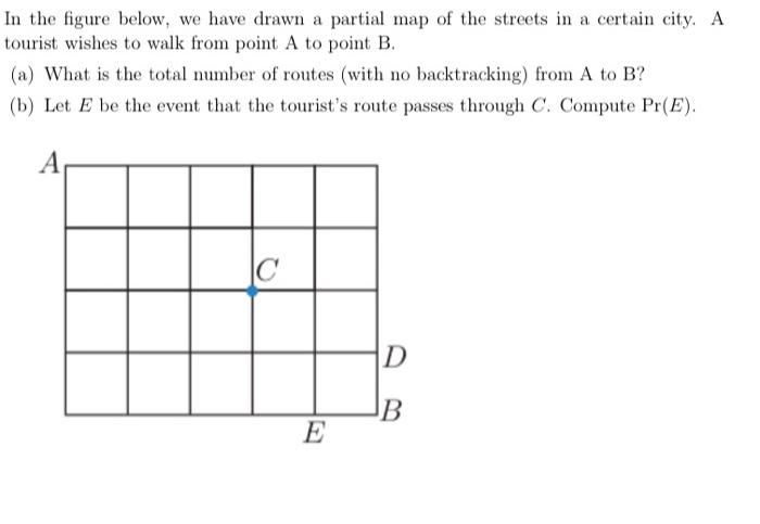 In The Figure Below We Have Drawn A Partial Map Of The Streets In A Certain City A Tourist Wishes To Walk From Point A 1