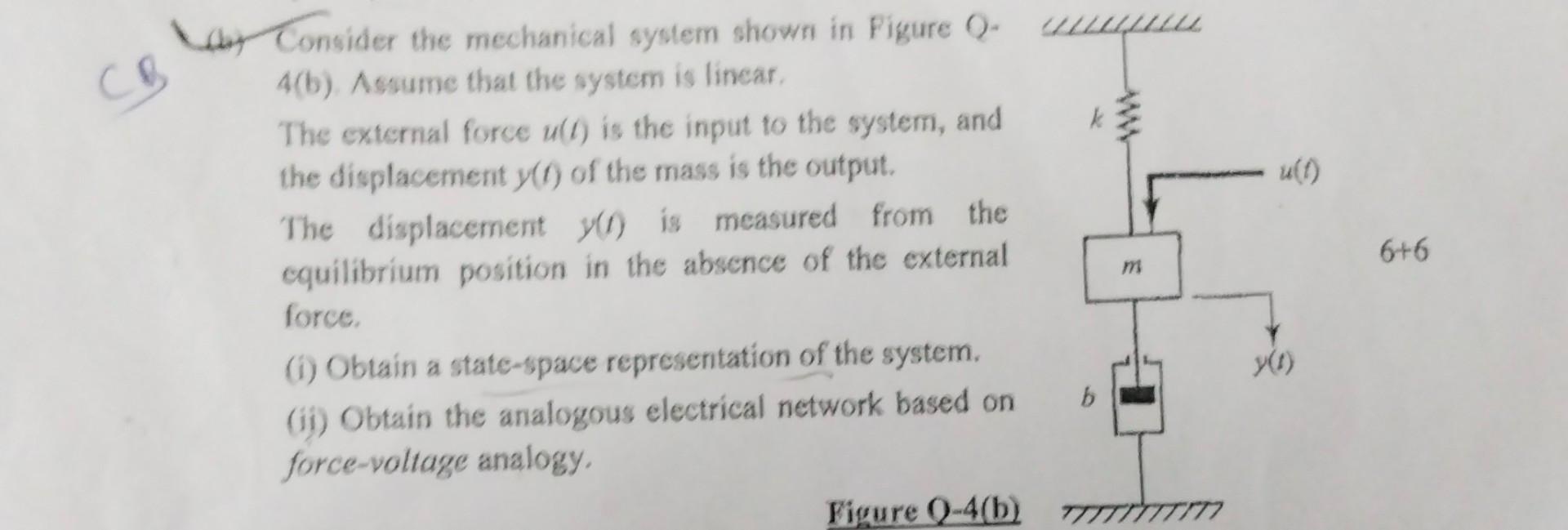 Cg 6 6 M Aby Consider The Mechanical System Shown In Figure 1 Lllllllll 4 B Assume That The System Is Linear The Ext 1