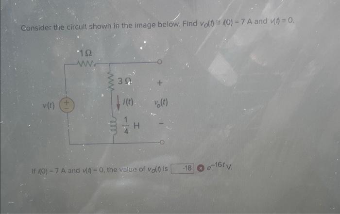 Consider The Circuit Shown In The Image Below Find Von If 20 7 A And 0 0 192 W 392 W Tro T H 18 E 16v If 0 1