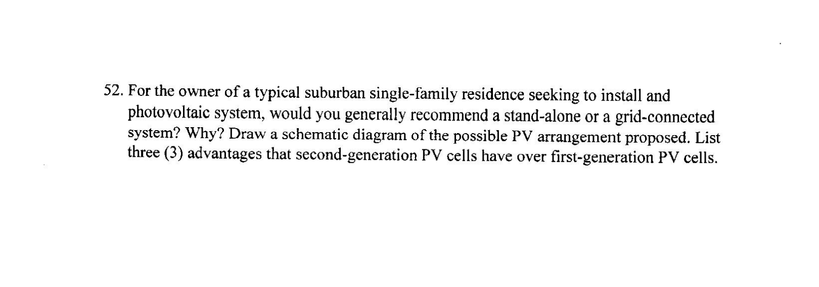 52 For The Owner Of A Typical Suburban Single Family Residence Seeking To Install And Photovoltaic System Would You Ge 1
