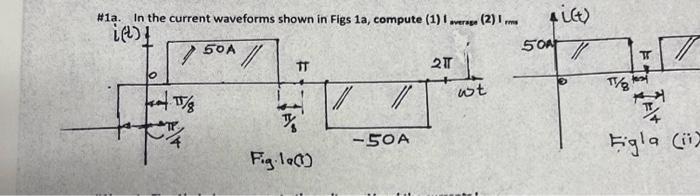 Auct 1a In The Current Waveforms Shown In Figs 1a Compute 1 I Wrope 2 Ies 50a Tt 2t 50at O Wt V Il Fig Laco 5 1