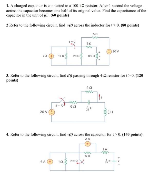 1 A Charged Capacitor Is Connected To A 100 Ka Resistor After 1 Second The Voltage Across The Capacitor Becomes One Ha 1