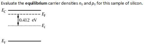 Evaluate The Equilibrium Carrier Densities N And Pe For This Sample Of Silicon Ec Ef T0 412 Ev E Ev E Si 1 12 Ev 1
