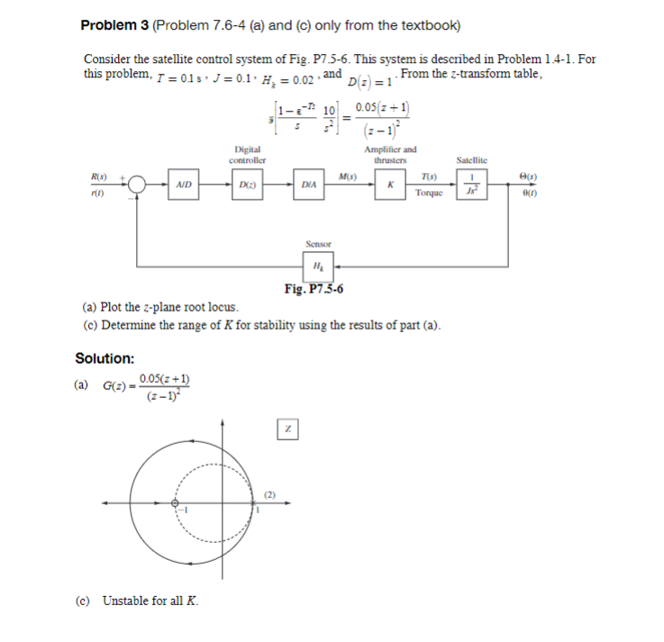 Problem 3 Problem 7 6 4 A And C Only From The Textbook Consider The Satellite Control System Of Fig P75 6 This 1