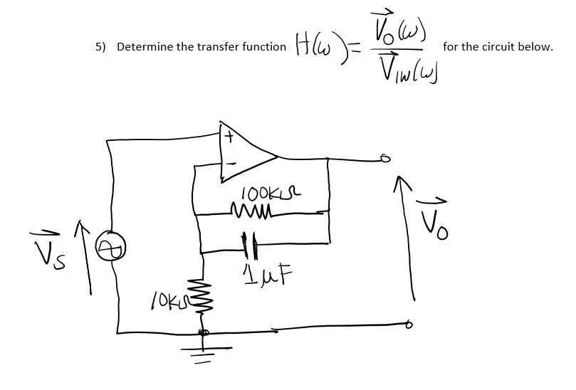 5 Determine The Transfer Function Hw H W Tow Jiwlw For The Circuit Below Tookir Win Ha Iuf Vs Loku Wa 1
