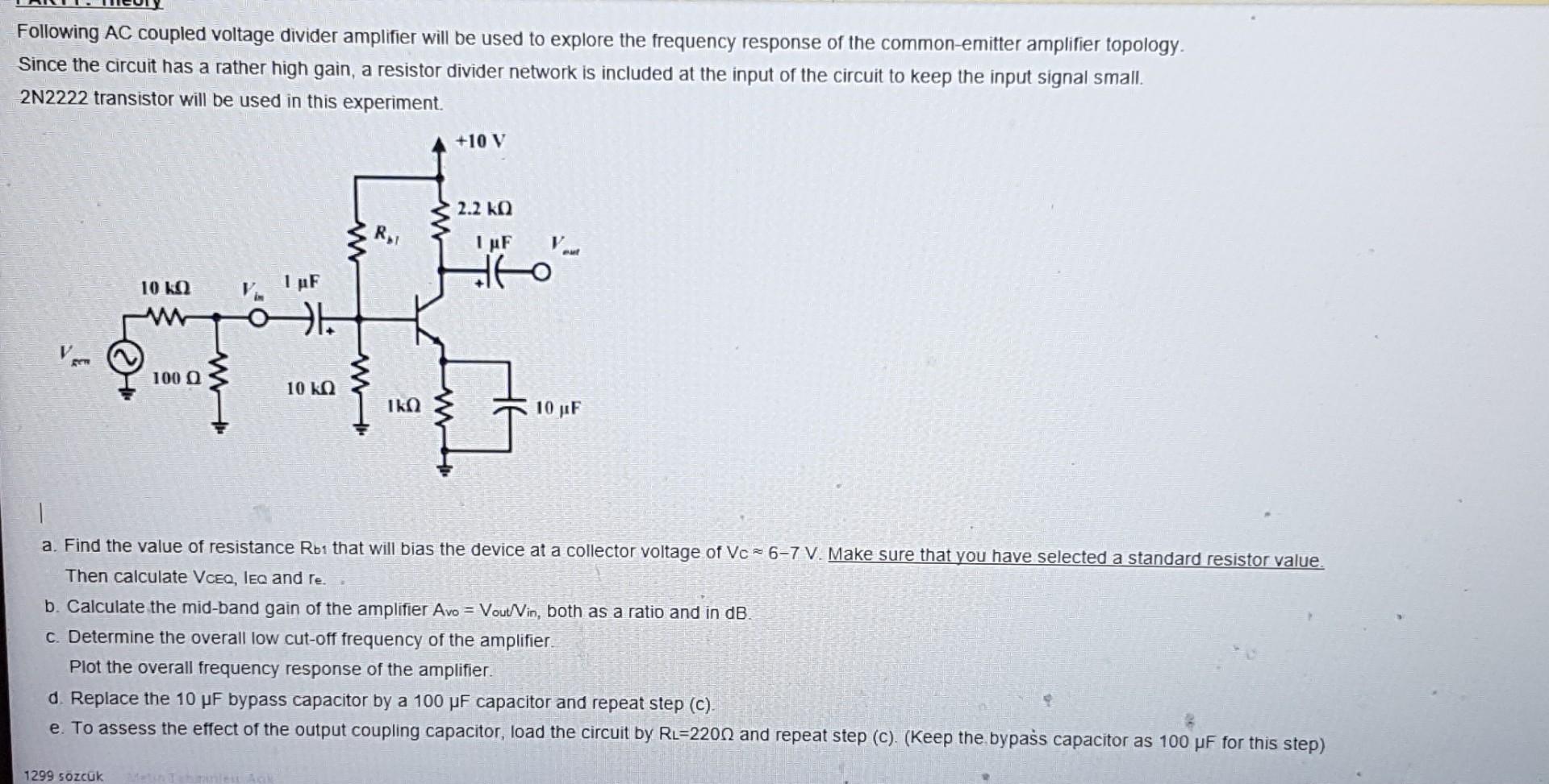 Following Ac Coupled Voltage Divider Amplifier Will Be Used To Explore The Frequency Response Of The Common Emitter Ampl 1