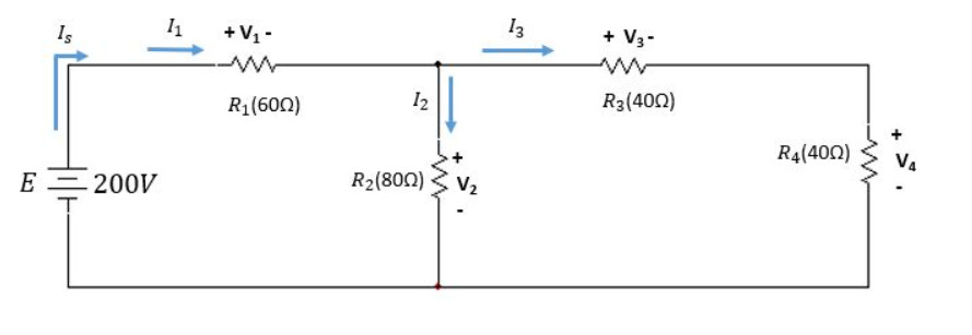 Is 1 13 V1 M V3 M R1 600 12 R3 400 R4 400 T S E 200v R2 800 V2 Calculate Each Of The Circuit Parameters 1