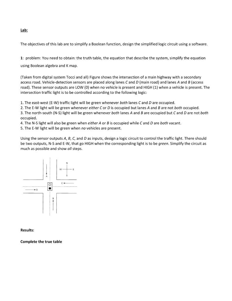 Lab The Objectives Of This Lab Are To Simplify A Boolean Function Design The Simplified Logic Circuit Using A Software 1