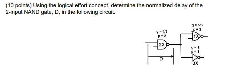 10 Points Using The Logical Effort Concept Determine The Normalized Delay Of The 2 Input Nand Gate D In The Followi 1