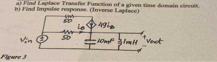 A Find Laplace Transfer Function Of A Given Time Domain Circuit B Find Impulse Response Inverse Laplace 50 Is 49i 1