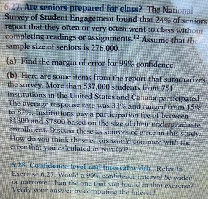 6 27 Are Seniors Prepared For Class The National Survey Of Student Engagement Found That 24 Of Seniors Report That Th 1