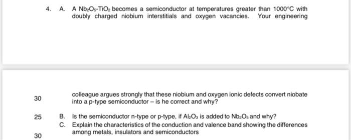 4 A A Nb Os Tio2 Becomes A Semiconductor At Temperatures Greater Than 1000 C With Doubly Charged Niobium Interstitials 1