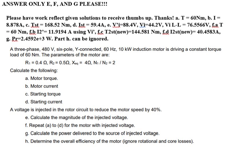 Answer Only E F And G Please Please Have Work Reflect Given Solutions To Receive Thumbs Up Thanks A T 60nm 1