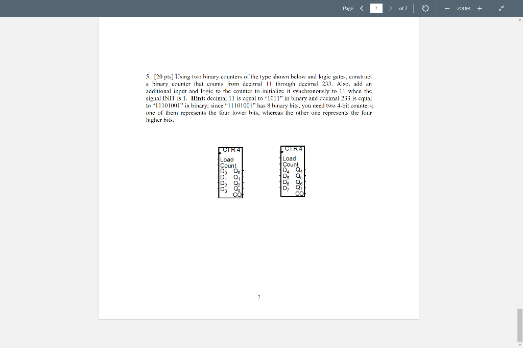 Page Zoom 5 20 Pts Using Iwo Binary Counters Of The Lyre Shown Below And Logic Gales Construct A Binary Counter Ihal 1