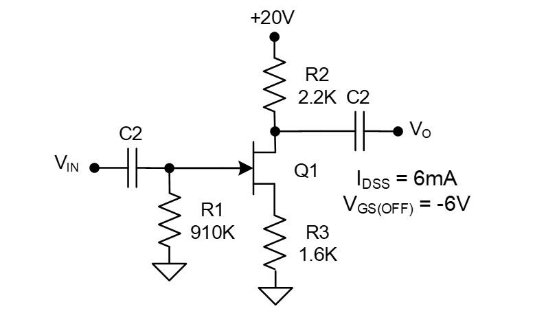 20v R2 2 2k C2 C2 Vo Vin R1 910k Q1 Loss 6ma Vgs Off 6v R3 1 6k 1
