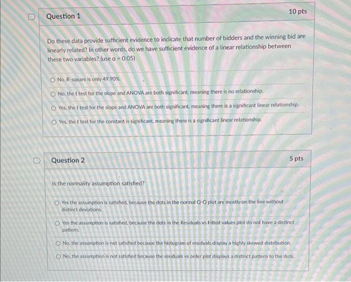 Answer The Followin The National Highway Association Is Studying The Relationship Between The Number Of Bidders On A Hig 2