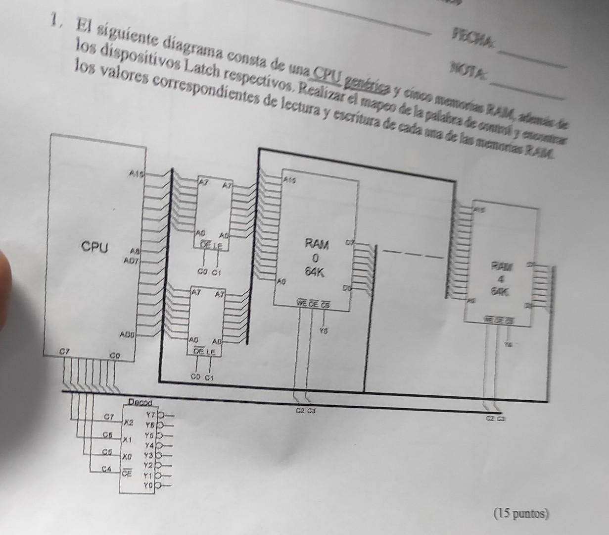1 El Siguiente Diagrama Consta De Una Cpu Yabavay Cuon Memoria Ram Este Los Dispositivos Latch Respectivos Realizar El 1