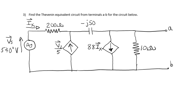 3 Find The Thevenin Equivalent Circuit From Terminals A B For The Circuit Below Ix 50 20002 Www A Us 5400v A 50 8 1