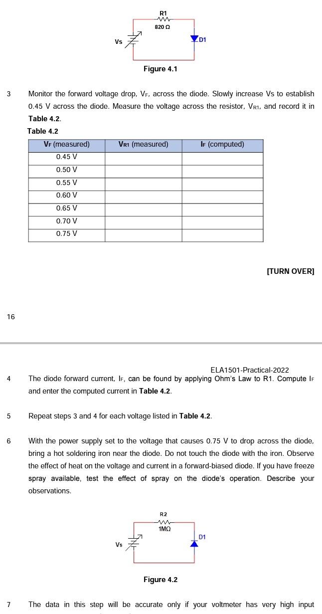 Laboratory Experiment 4 Objective To Demonstrate The Operation Of A Pn Junction Diode Component List Table 4 0 Compo 2