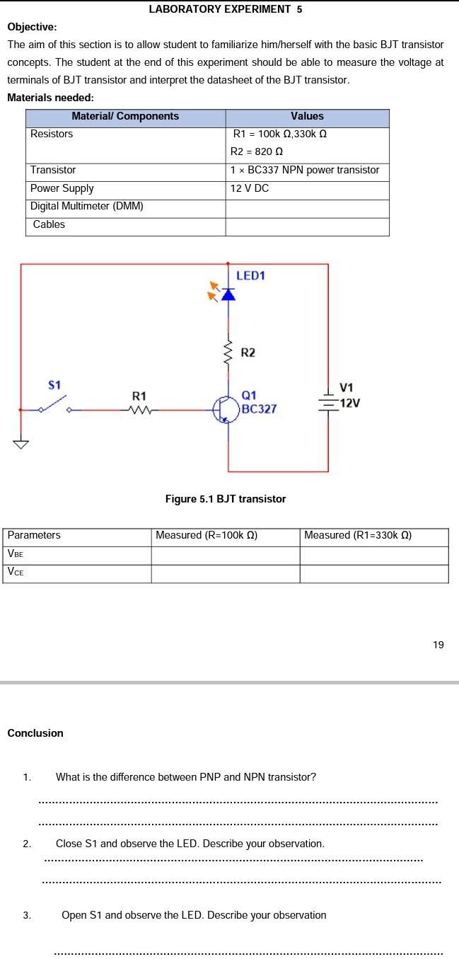 Laboratory Experiment 4 Objective To Demonstrate The Operation Of A Pn Junction Diode Component List Table 4 0 Compo 4