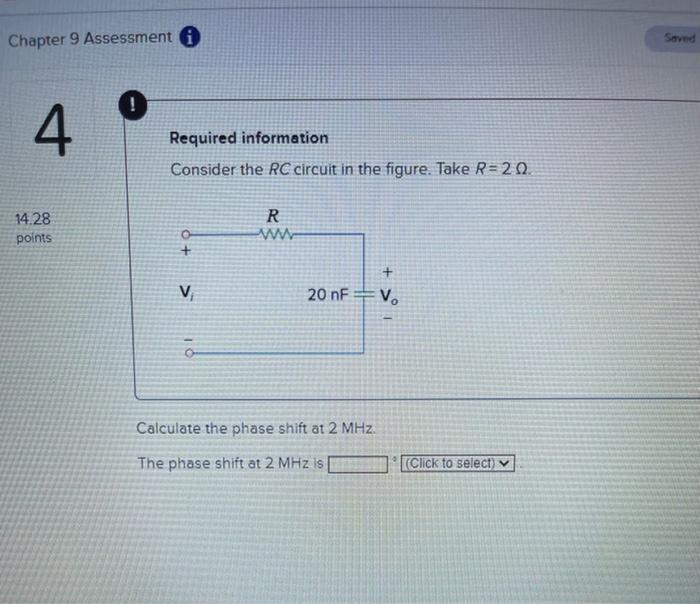 Soved Chapter 9 Assessment I 4 Required Information Consider The Rc Circuit In The Figure Take R 22 R 14 28 Points A V 1
