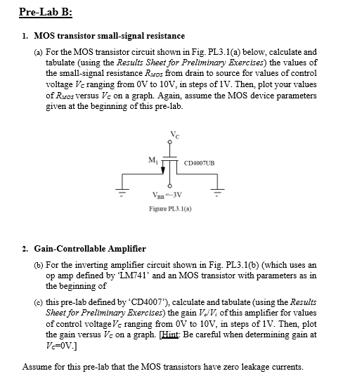 Assume An Nmos Transistor With The Following Parameters Transconductance Parameter K U Cox W L Nominal Threshold Vo 2