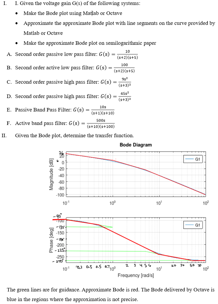I I Given The Voltage Gain G S Of The Following Systems Make The Bode Plot Using Matlab Or Octave Approximate The 1