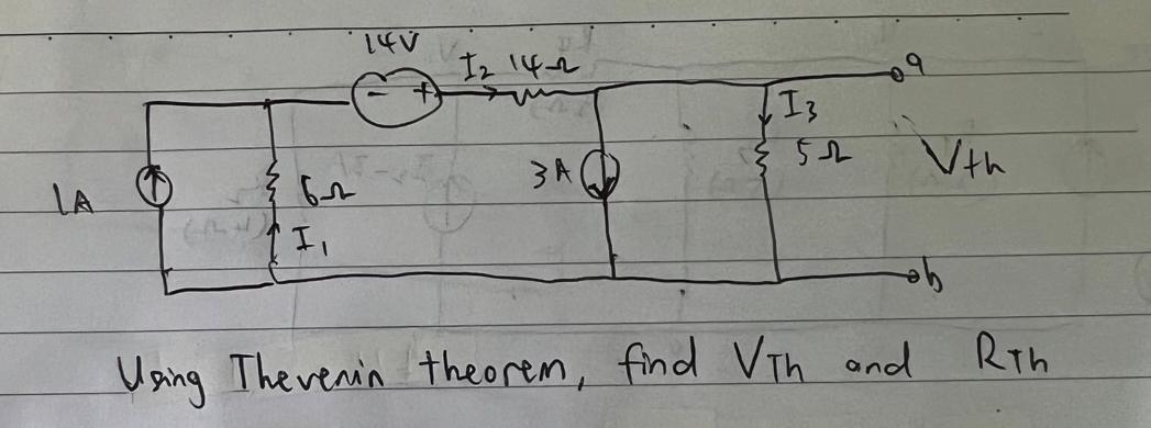14v Iz 14 113 52 Ba Vth La 0 Bu I Ah Rih Using The Venin Theorem Find Vth And 1