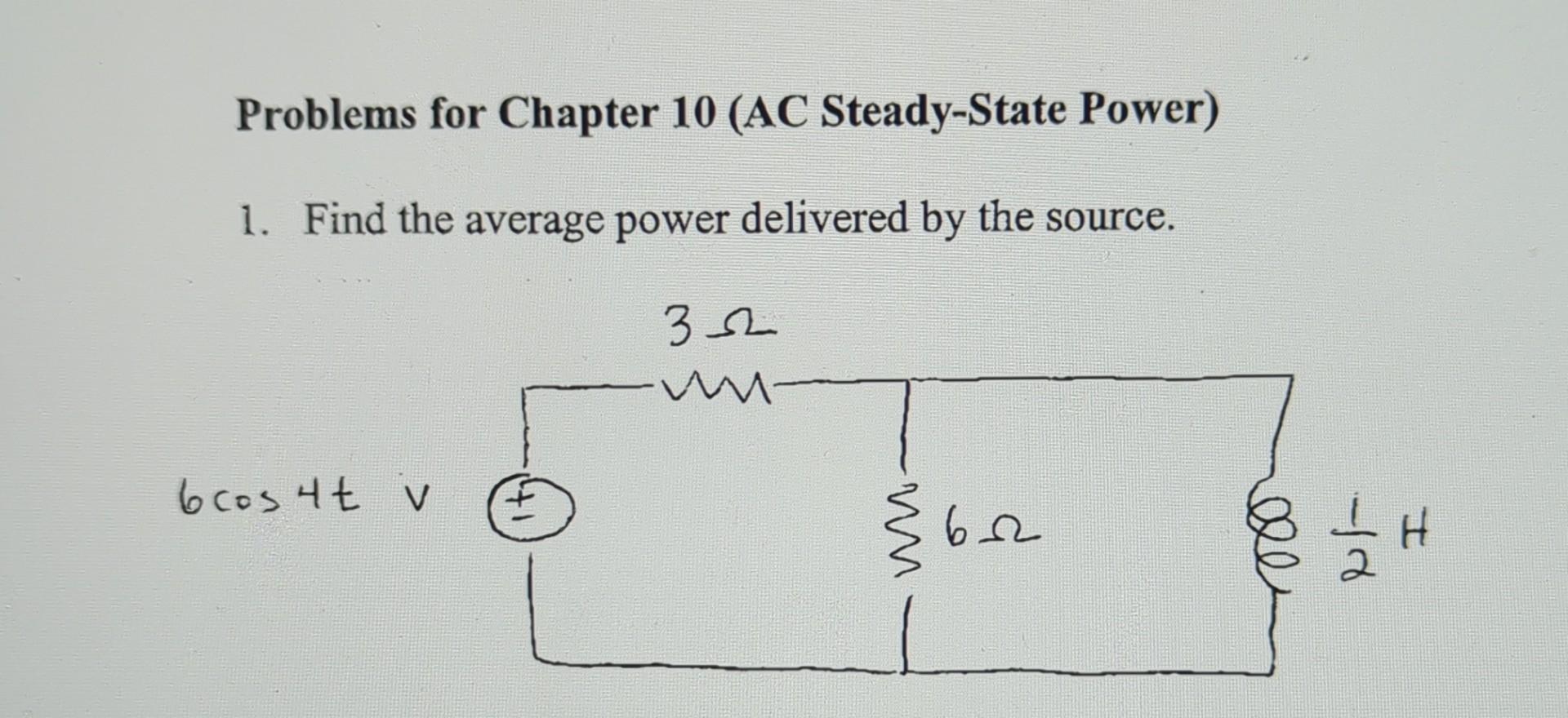 Problems For Chapter 10 Ac Steady State Power 1 Find The Average Power Delivered By The Source 3 W M Bcos 4t V Wm 6e 1