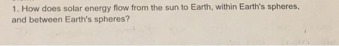 1 How Does Solar Energy Flow From The Sun To Earth Within Earth S Spheres And Between Earth S Spheres 1