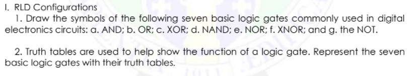 I Rld Configurations 1 Draw The Symbols Of The Following Seven Basic Logic Gates Commonly Used In Digital Electronics 1