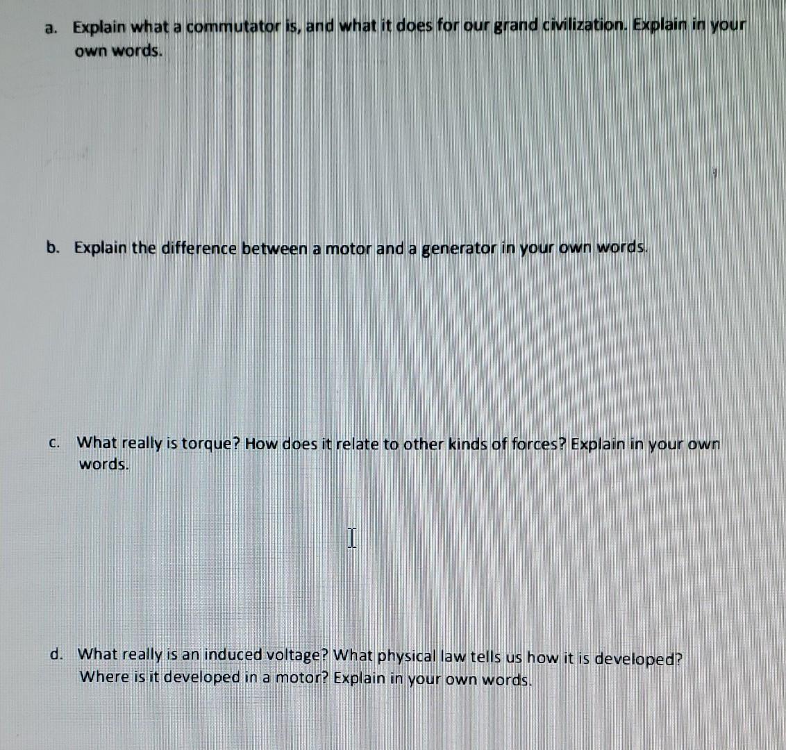 A Explain What A Commutator Is And What It Does For Our Grand Civilization Explain In Your Own Words B Explain The 1