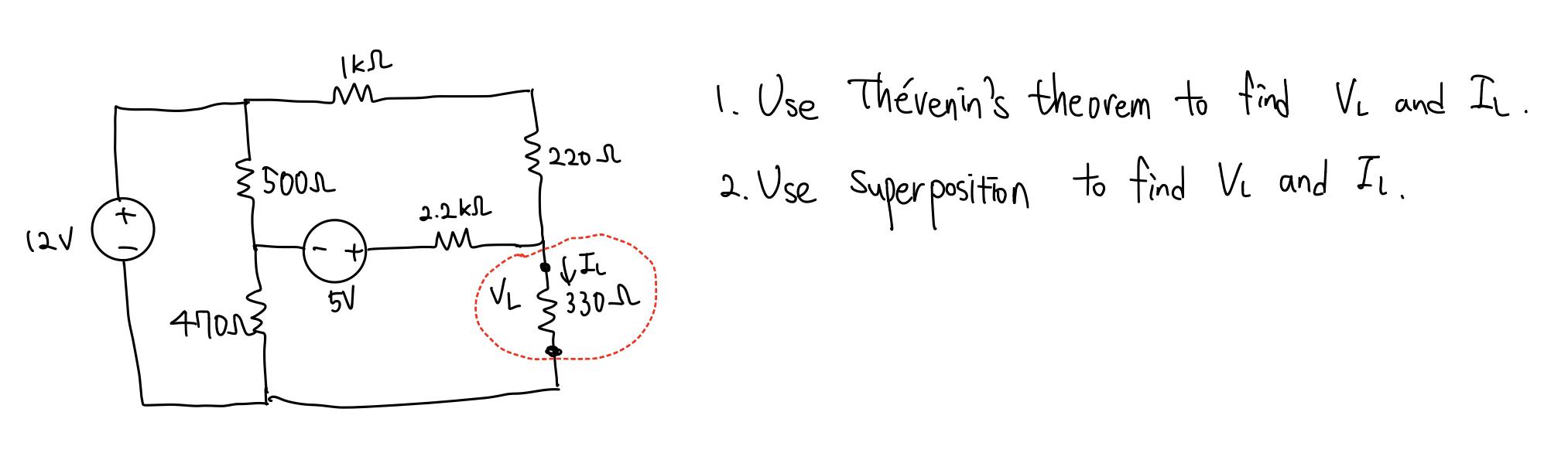 Ikh Ma 2202 1 Use Thevenin S Theorem To Find V And I 2 Use Superposition To Find Vi And Ii I 5001 2v 2 2kh Me 5v V 1