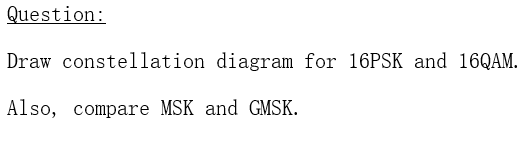 Question Draw Constellation Diagram For 16psk And 16qam Also Compare Msk And Gmsk 1