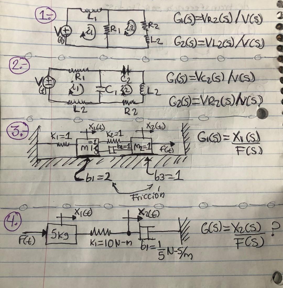Find The Transfer Functions Requested In Each Of The 4 Exercises By Applying The Reduction Of Block Diagrams 1