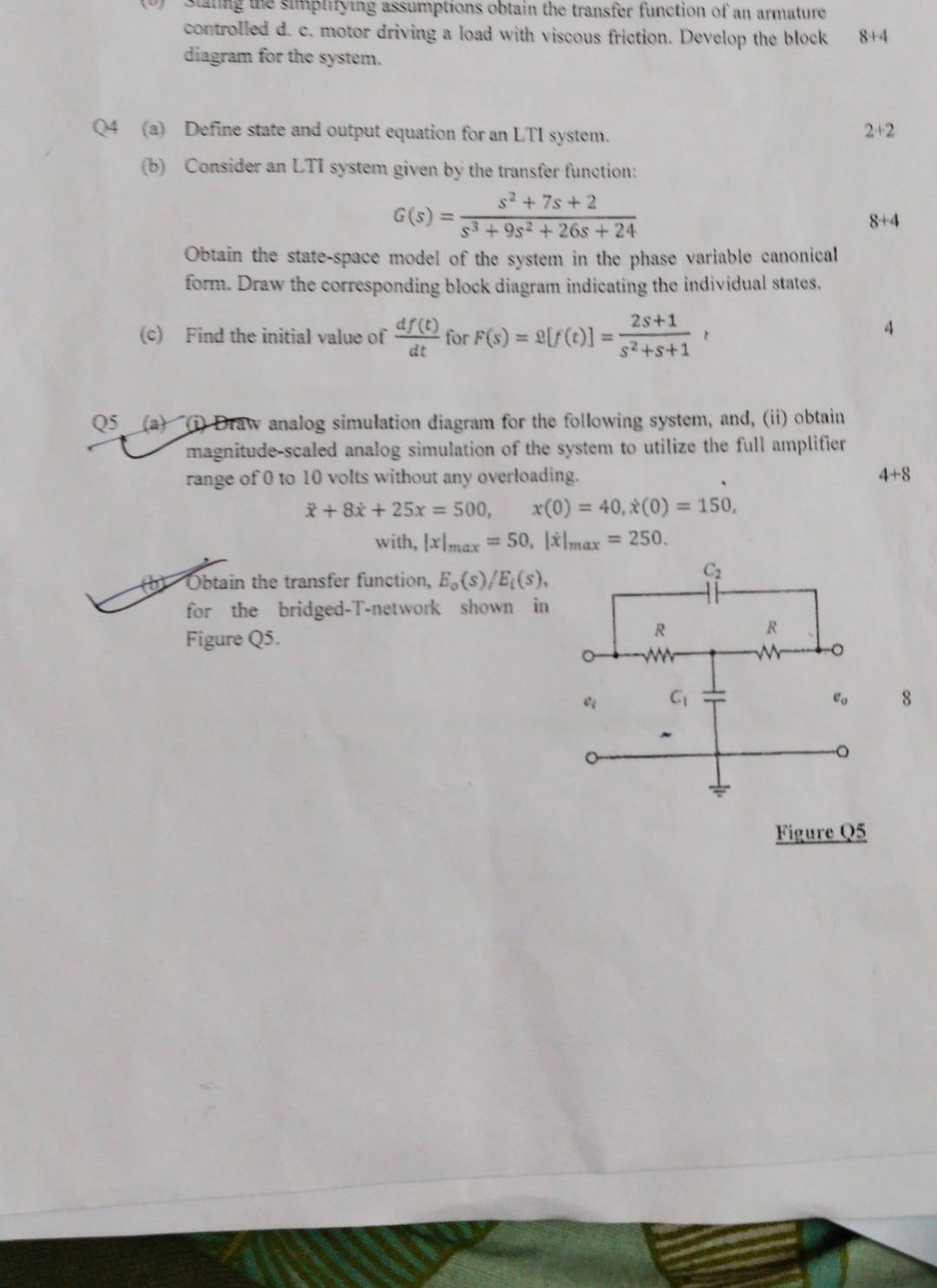 Mg We Simplifying Assumptions Obtain The Transfer Function Of An Armature Controlled D C Motor Driving A Load With Vis 1