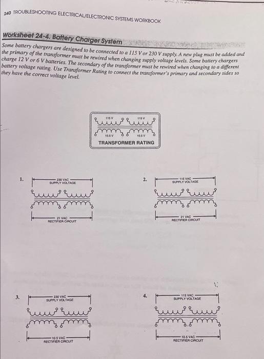 240 Troubleshooting Electrical Electronic Systems Workbook Worksheet 24 4 Battery Charger System Some Battery Chargers 1
