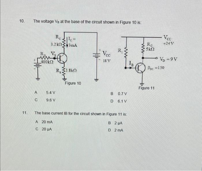 10 The Voltage Va At The Base Of The Circuit Shown In Figure 10 Is Rolle Vc 3 2 K 3 3ma 24v Rc 5k92 Voo R R V W L400 1