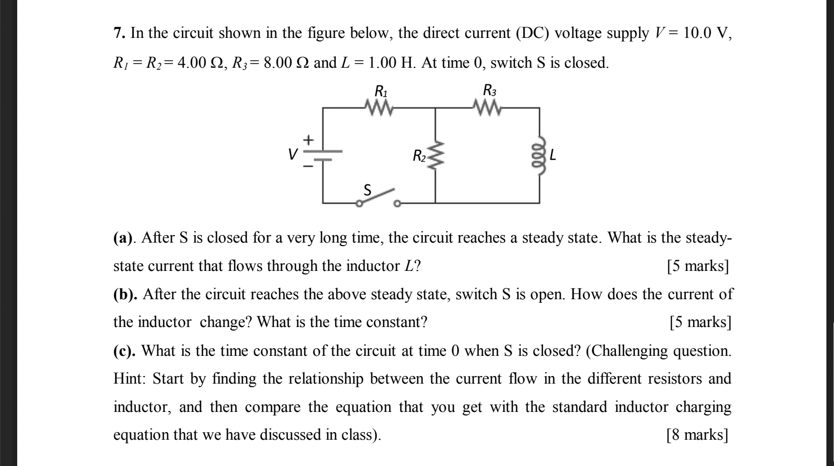 7 In The Circuit Shown In The Figure Below The Direct Current Dc Voltage Supply V 10 0 V R R2 4 00 12 R3 1