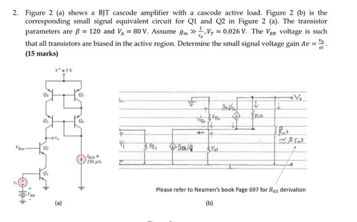 2 Figure 2 A Shows A Bjt Cascode Amplifier With A Cascode Active Load Figure 2 B Is The Corresponding Small Signal 1