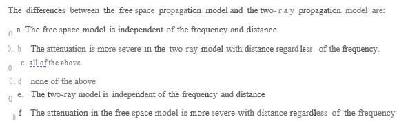 A The Differences Between The Free Space Propagation Model And The Two Ray Propagation Model Are The Free Space Model I 1
