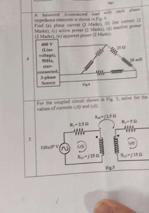Abulanced Connect Vend With A Plan Impedance Clements Is Shown In Pie Find A Phase Current 2 Maths Tine Comment 1