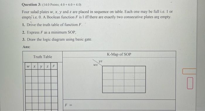 Question 3 14 0 Points 4 0 60 4 0 Four Salad Plates W X Y And Z Are Placed In Sequence On Table Each One May Be 1